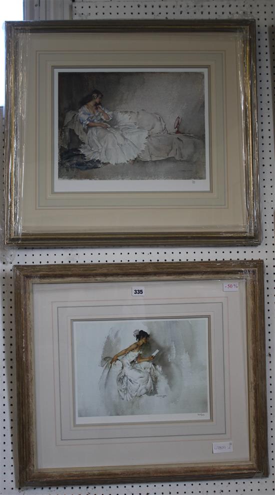 After Sir William Russell Flint, two limited edition prints, Vignette 325/650 & The Looking Glass 306/850, blind stamps